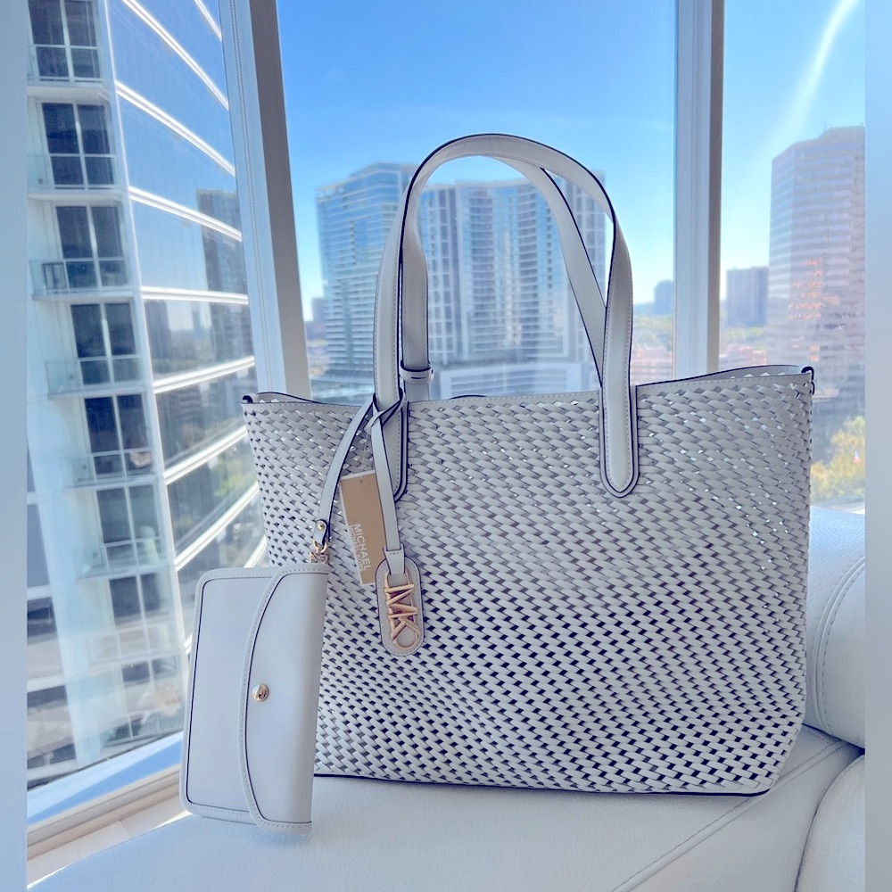 Michael Kors Eliza Extra-Large Hand-Woven Leather Tote Bag